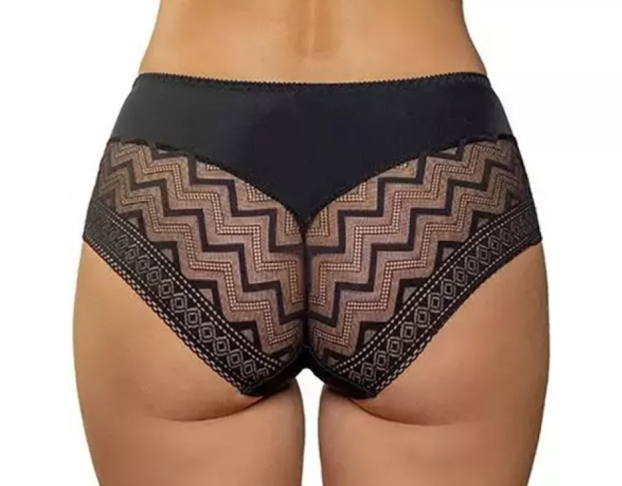 Latvių gamybos kelnaitės lazeriniu krašteliu spalva JUODA GEOMETRIJA - 480