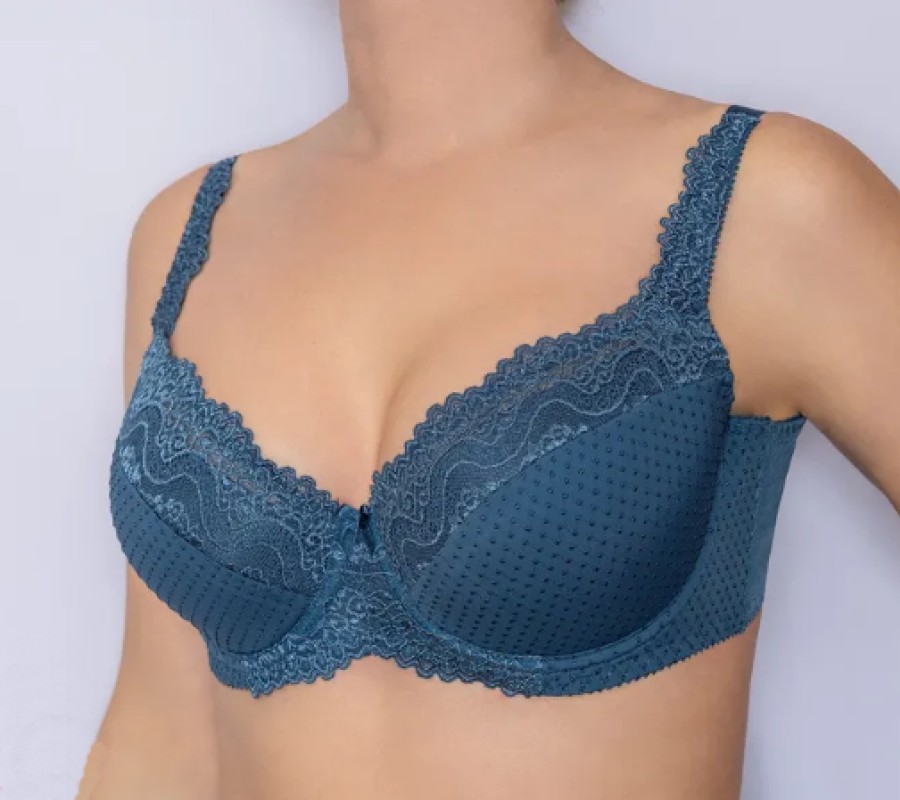 Latvių gamybos liemenėlė su plonu pakietinimu topazo spalva - 8020