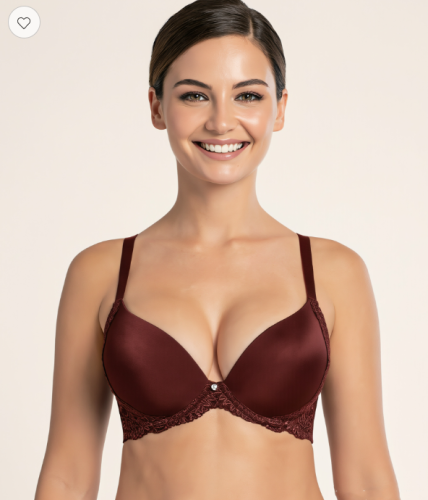 Latviška push-up liemenėlė  "Viktoria" – vyno spalva 