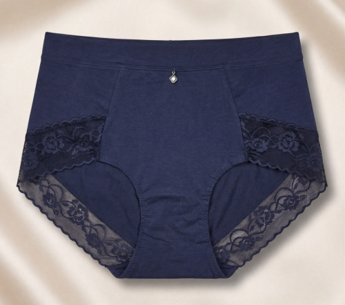 Patogios aukštesnio liemens kelnaitės MĖLYNA spalva