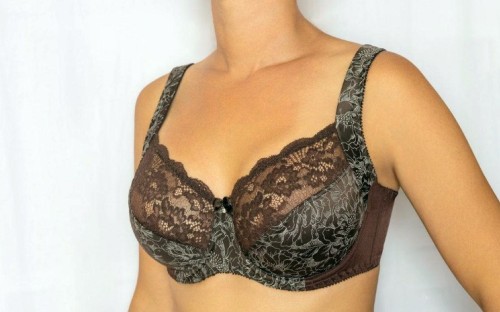 Šokolado spalvos liemenėlė su plačiomis petnešėlėmis - 7008