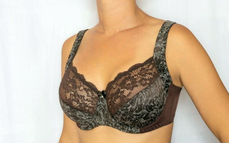 Šokolado spalvos liemenėlė su plačiomis petnešėlėmis - 7008