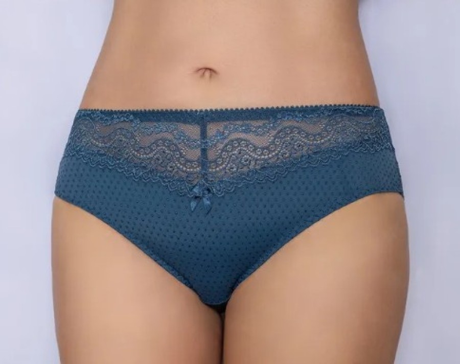 Latvių gamybos kelnaitės aukštesniu liemeniu topazo spalva - 211 